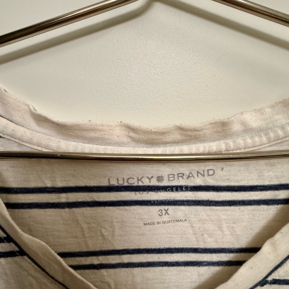 Lucky Brand Cream and Black Striped Short Sleeve Tee - Picture 2 of 3